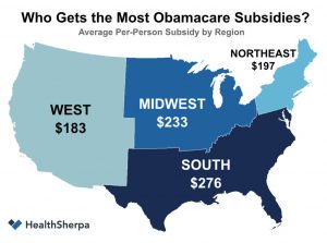 Obamacare subsidies by region