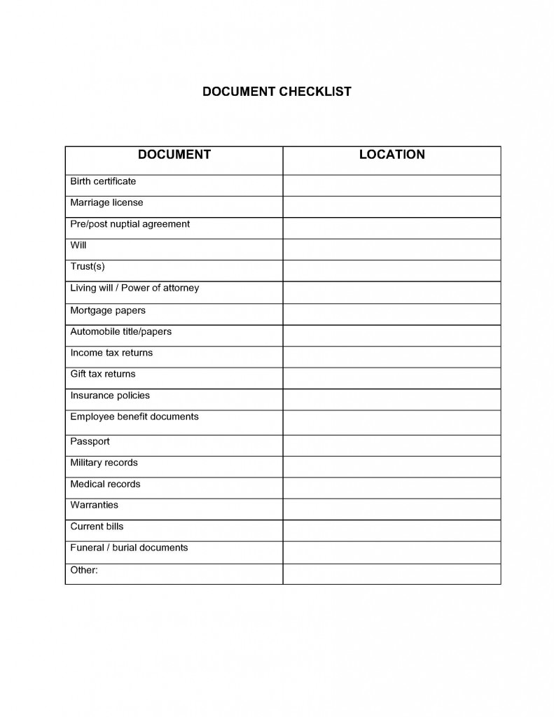 document checklist
