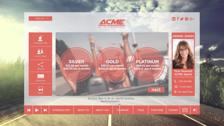 Interactive Personalized Video: ACME Auto Insurance EngageOne Video Quote