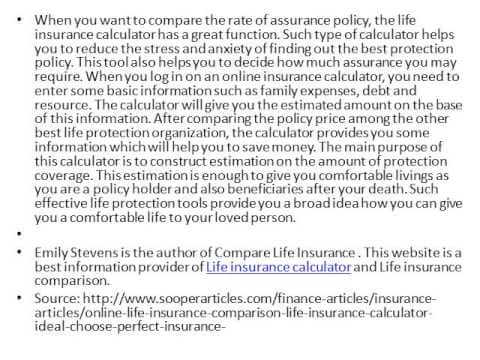 Online Life Insurance Comparison or Life Insurance Calculator is Ideal to Choose a Perfect Insurance