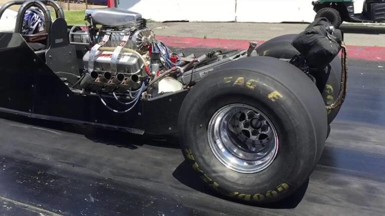 Dragster slow motion tire wrinkle